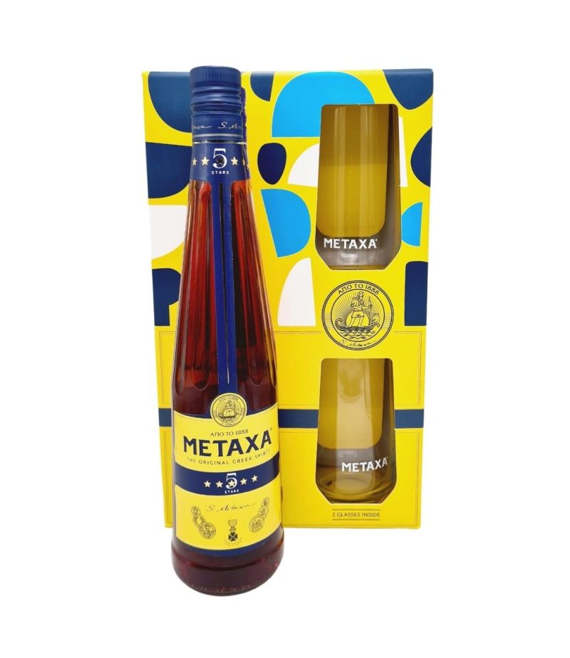 Metaxa 5* Brandy 0.7L+2 Pahare
