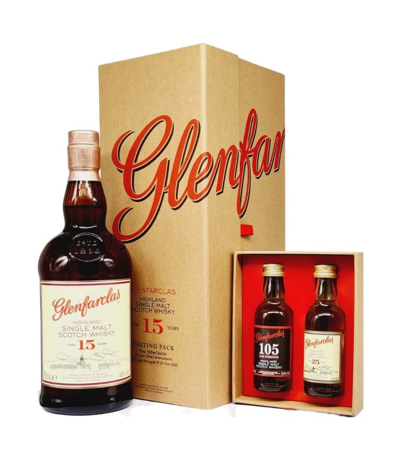 Glenfarclas 15 Ani Whisky 0.7L + Glenfarclas 105 0.05L + Glenfarclas 25 Ani 0.05L
